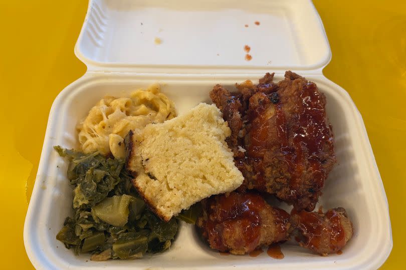 Box of food served at Charles Pan-Fried Chicken at London pop up