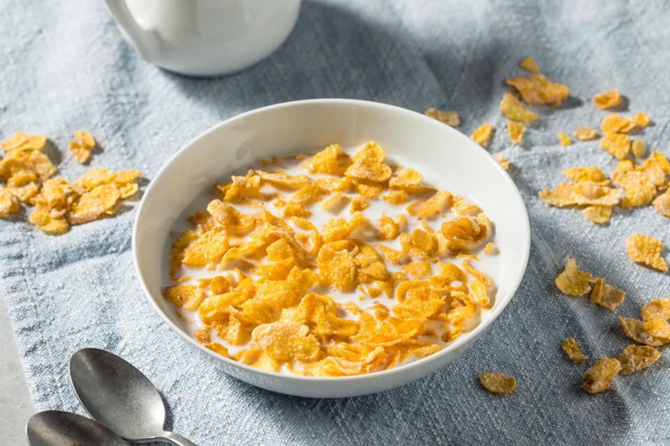 Sweet Organic Frosted Corn Flakes Cereal with Whole Milk