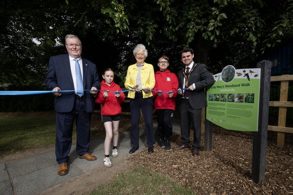 Lady Mary Peters at the opening of the woodland walking trail