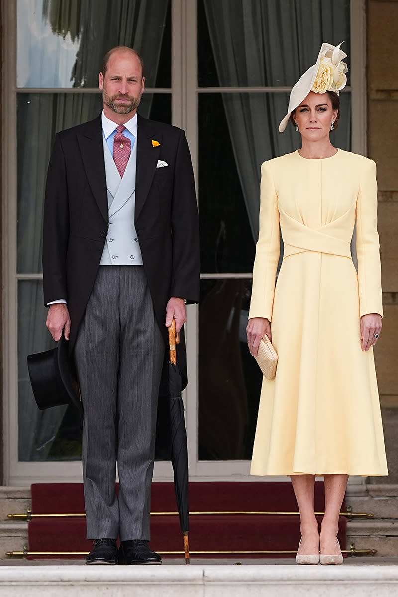 Britain's Prince William, Prince of Wales (L) and Britain's Catherine, Princess of Wales arrive for a Royal Garden Party at Buckingham Palace, in London, on May 20, 2025. (Photo by Aaron Chown / POOL / AFP) (Photo by AARON CHOWN/POOL/AFP via Getty Images)