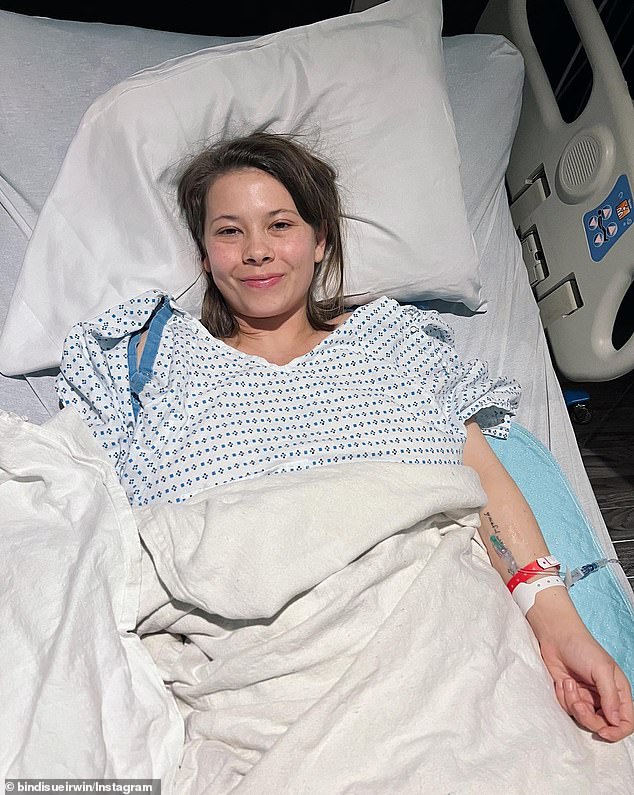 Bindi Irwin has been rushed to hospital just hours after touching down in Las Vegas for a gala honouring her late father. Pictured during an earlier hospital visit