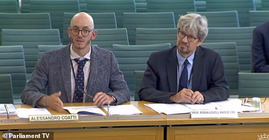 Coatti (left) was among Royal Society of Biology representatives who appeared before Parliament in June 2022