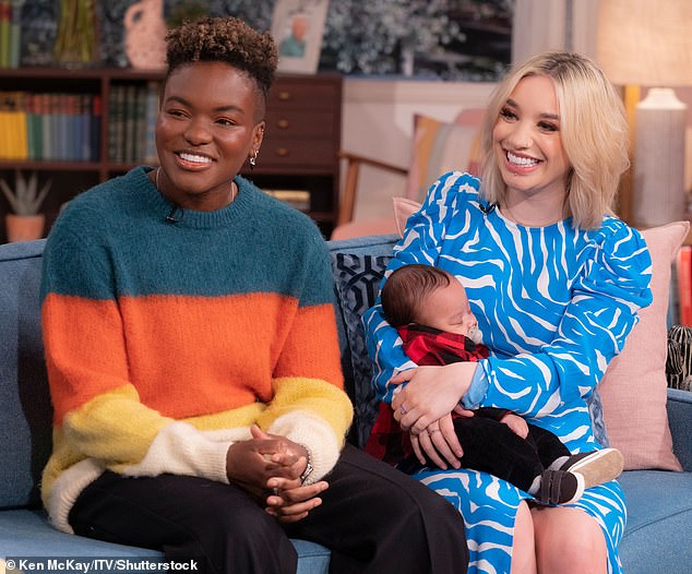 Nicola and Ella began dating in 2018. They opted to use fertility treatments in order to have son Taylor with the egg fertilised by a sperm donor who resembled Ella (pictured 2022)