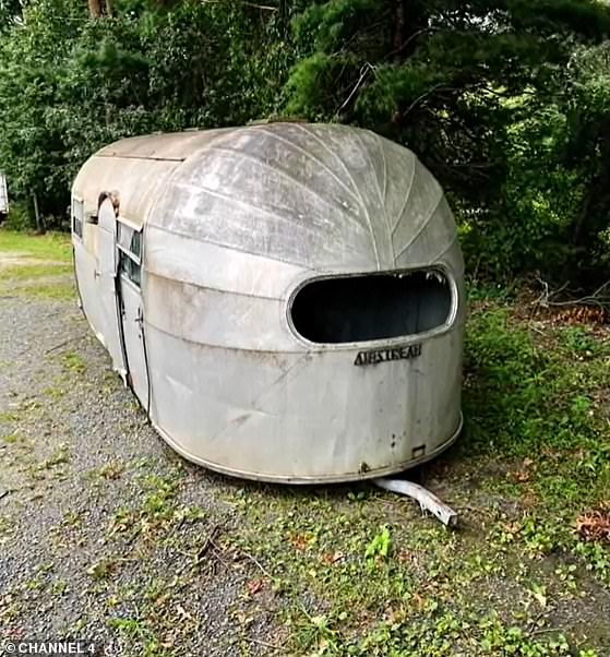 Catling's Airstream camper which featured on the show is pictured before he began renovations