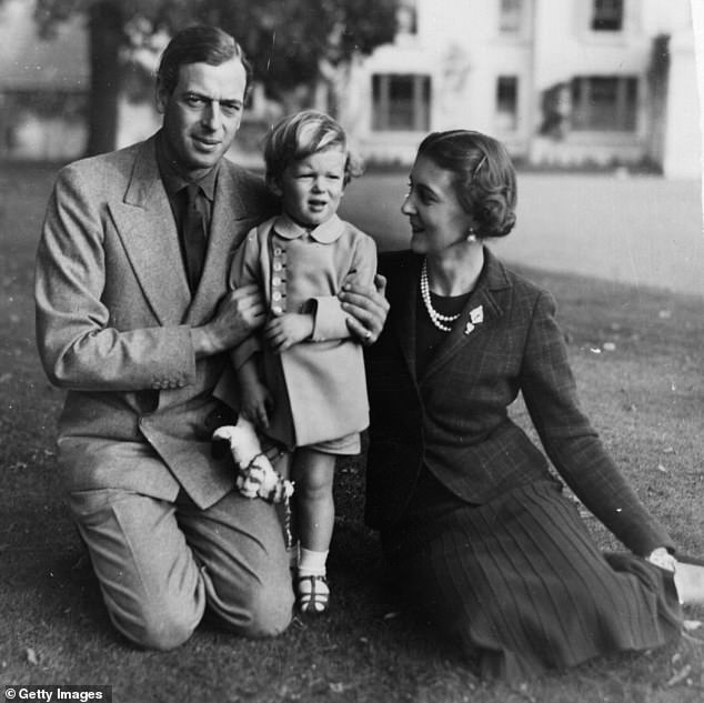 The late Duke of Kent with his wife and son, Prince Edward, the current Duke of Kent,  in the garden of his country home Coppins in Iver, Buckinghamshire, in 1937