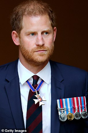 Prince Harry attends The Invictus Games Foundation 10th Anniversary Service at St Paul's Cathedral             in May 2024