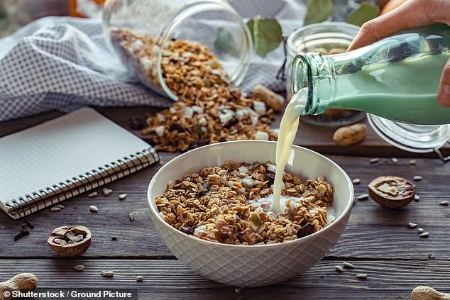 Professor Barry Smith said 'nuts and bolts' granola, like the one pictured here, would need a 'good soak' in milk
