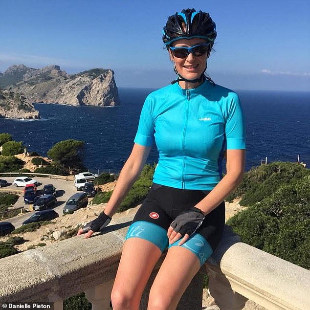 Danielle Pieton (pictured) said she was a fit and healthy road cyclist before she had the Moderna vaccine in 2022