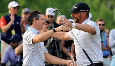Michael Block, right, could reunite with Rory McIlroy after qualifying for the PGA Championship