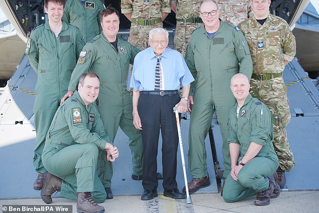 Second World War RAF veteran Dennis Bishop, 99, said he will be remembering friends 'who didn't make it like I did'. The former leading aircraftsman, who saw active service in France, Belgium, Germany and Africa, visited RAF Brize Norton in Oxfordshire on Wednesday as it prepares for the VE Day flypast on Monday