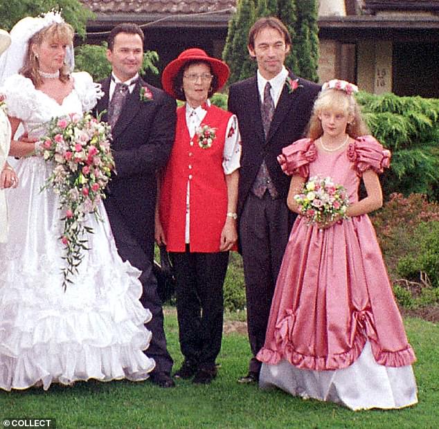 Killer Stuart Campbell, second left, poses for the camera with his bride Debbie, his mother and brother Alix, and Danielle, then aged ten