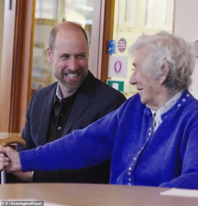 Prince William and Christina were beaming as they chatted in the day care centre in March
