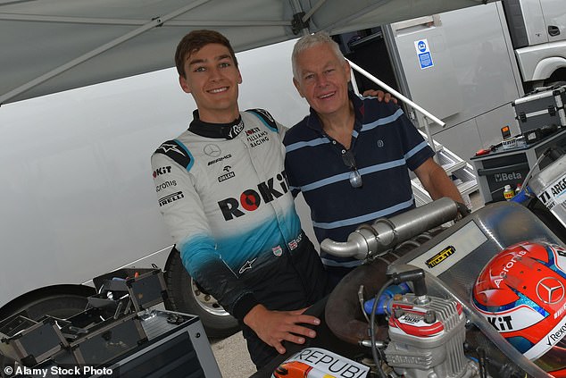 Mercedes star Russell pictured  with his father Steve while driving for Williams