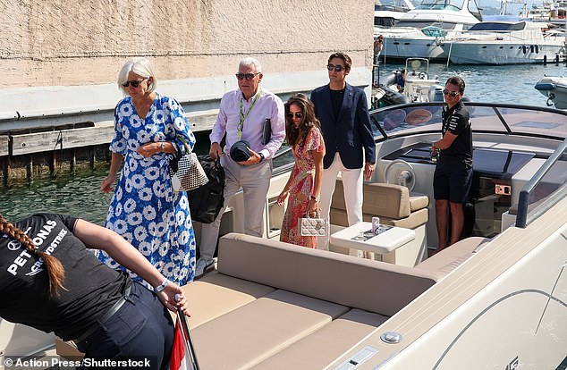 Russell and his family arrive at the Monaco Grand Prix last year, where he finished fifth