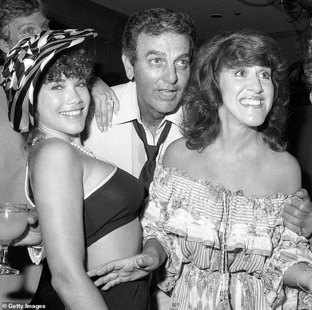 Barbi Benton, actor Mike Conners and Ruth at the Rowan & Martin's Laugh-In cast reunion in 1983 in Los Angeles