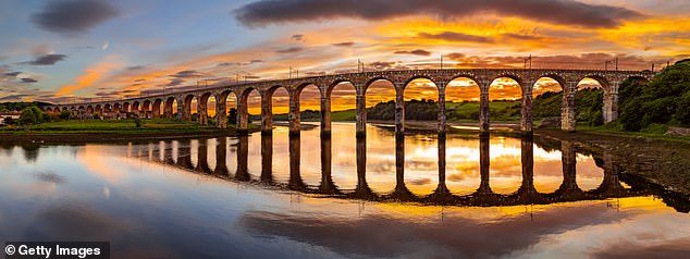 This journey starts at the Royal Border Bridge at Berwick, pictured, to the King Edward VII Bridge at Newcastle