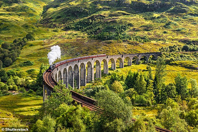 The Glenfinnan Viaduct was made famous as the route taken by the Howarts Express in the Harry Potter films