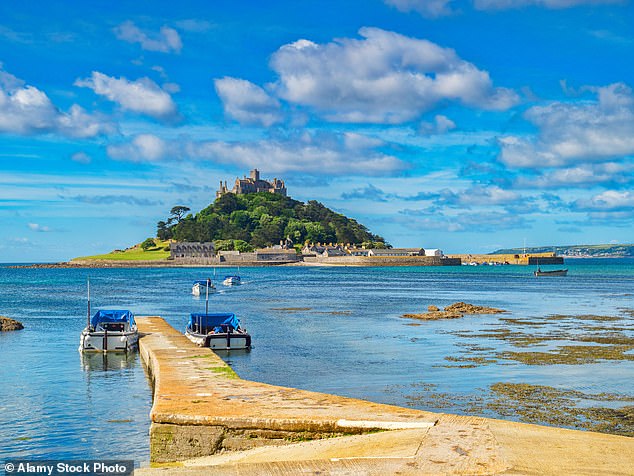 St Michael's Mount in Cornwall is a great spot from this train, with its castle perched up on the hill