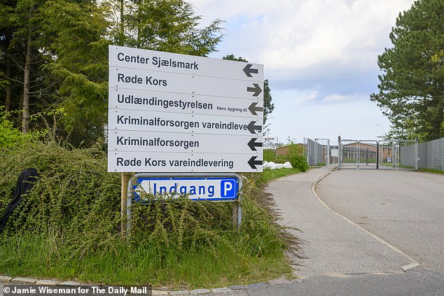 Signs outside for the Sjaelsmark deportation centre