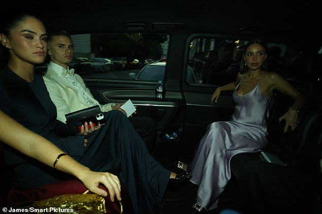 Romeo Beckham and girlfriend Kim Turnbull joined them in the car