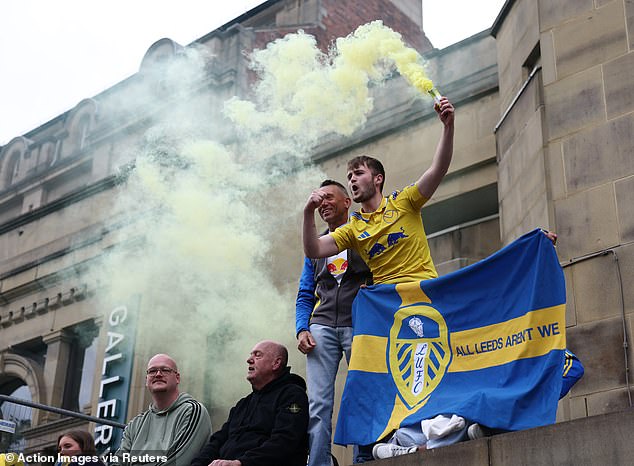 Leeds flags were evident throughout the city as the club's fanbase celebrate wildly