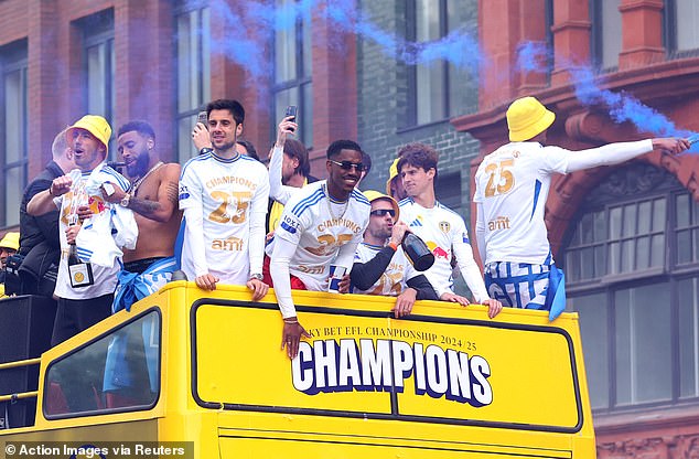 Leeds players basked in the glory and adulation from the estimated 150,000 fans during the parade