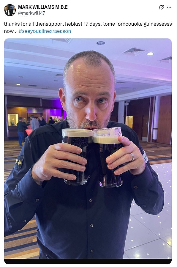 Snooker star Mark Williams hit the bar after his defeat in the World Championship final