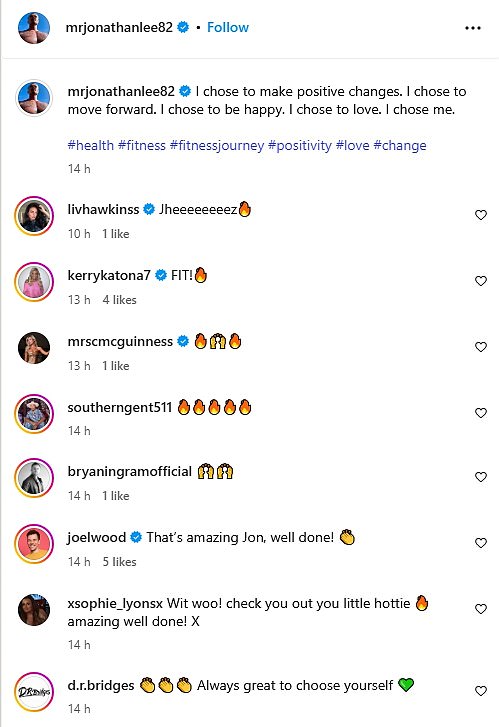 The singer, 43, left famous friends and fans alike in awe as he shared before and after snaps from January this year and now after hitting the gym