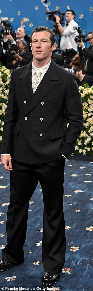 Callum Turner in custom Louis Vuitton
