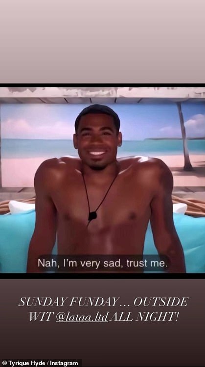 Following Lloyd's post, Tyrique took to his own Instagram Stories, sharing a throwback photo of himself during a confessional on Love Island