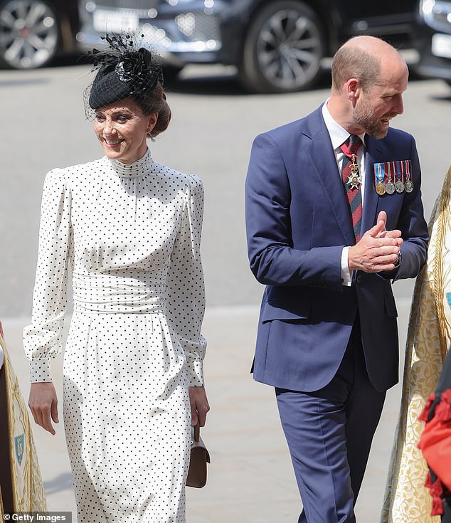 The sun was shining as the Prince and Princess of Wales arrived at Westminster Abbey for the service