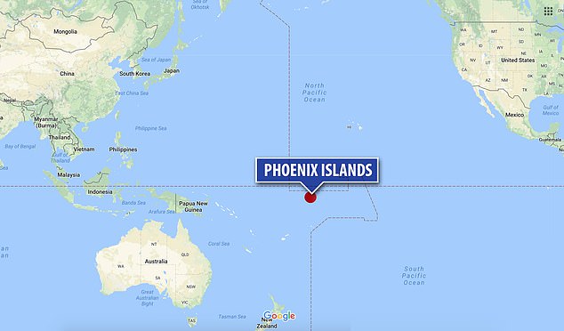 The ocean in the image isn't as devoid of land as the photo would suggest. There are many small islands not visible, such as the Phoenix Islands (pictured)