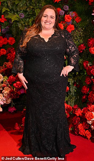 Jessica Gunning looked sensational in a figure hugging black dazzling gown which boasted pretty lace sleeves