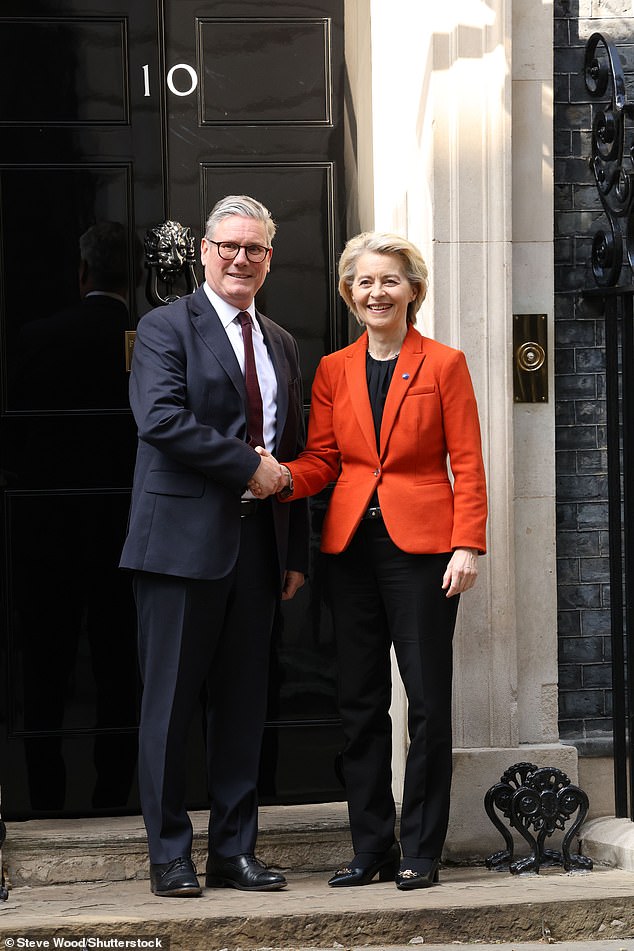 Keir Starmer and Ursula von der Leyen (pictured last month) are set to agree a new relationship at a summit on May 19
