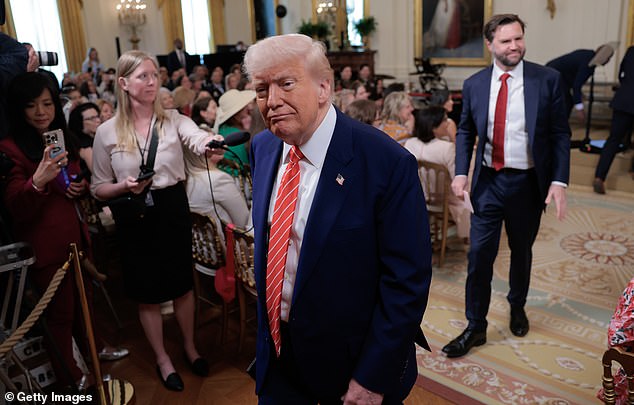There are concerns a UK-EU deal could enrage Mr Trump (pictured), who has claimed the bloc was created to 'screw' the US