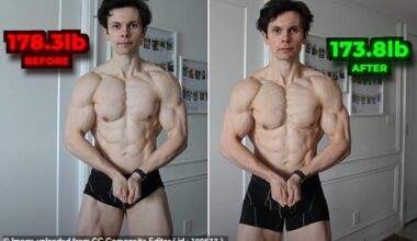 In a YouTube video that has amassed more than 2.5 million views, Will Tennyson, a Canadian based fitness influencer, undertook the challenge of only eating 1000 calories a day for four days. Pictured: before and after