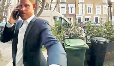 The awkward moment a blundering Prince Harry knocked on the wrong door while looking for a friend's London home has been captured on camera