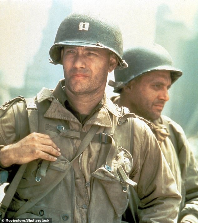 In second place was Steven Spielberg's Saving Private Ryan. Pictured: Tom Hanks (left) and Tom Sizemore (right)