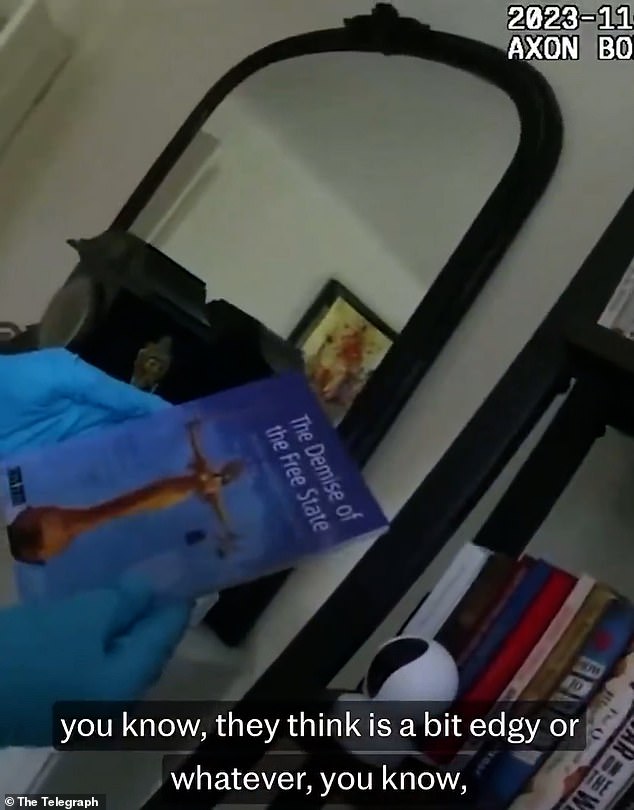 Bodycam footage of the incident in November 2023, shows officers describing the 71-year-old's books and literature scattered around his home as 'very Brexity things'