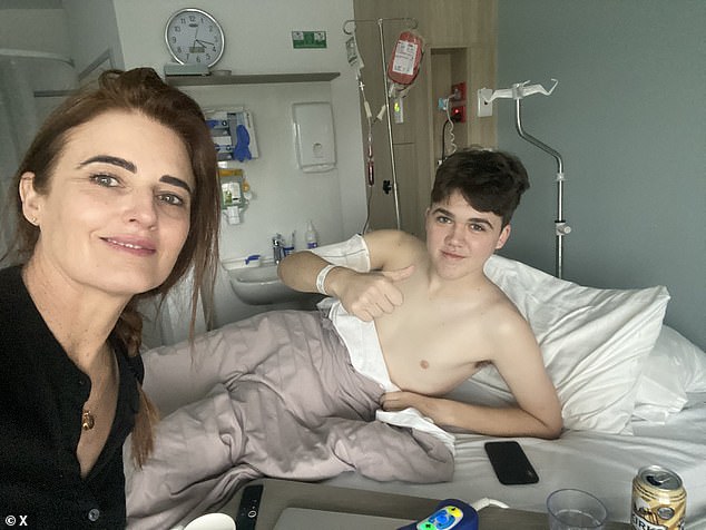 Henry (pictured in hospital with Ms France) was diagnosed with leukemia in 2022 and died two years later at age 19.