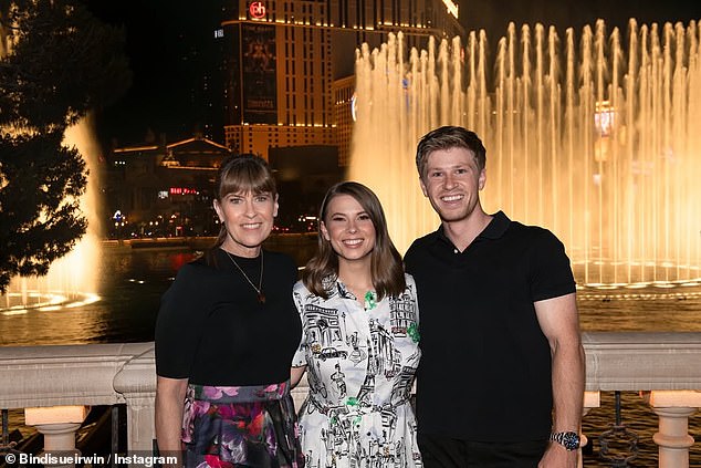 Robert explained that Bindi had been suffering some pain in the lead up to the gala but had tried to soldier on. Pictured in Las Vegas