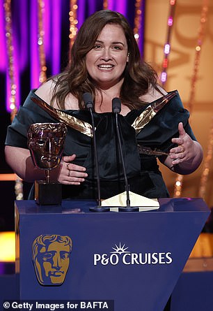 ... while Jessica Gunning accepted the Supporting Actress Award for Baby Reindeer