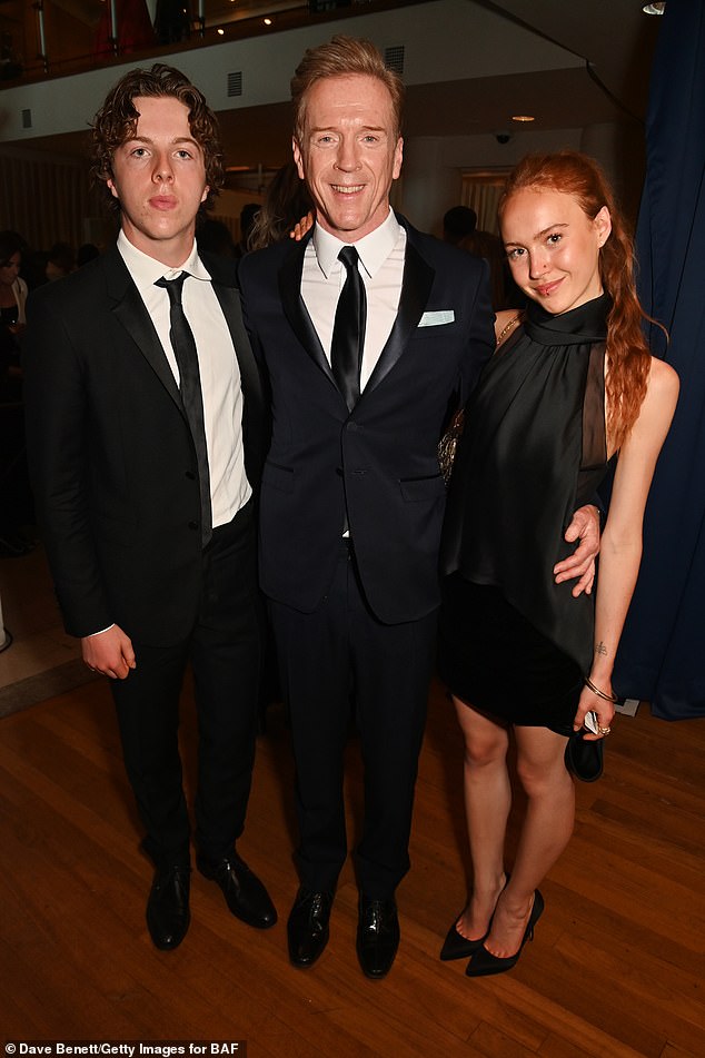 Damian Lewis and his children Manon and Gulliver made a sweet joint appearance as they attended the 2025 BAFTA Television Awards (L to R: Gulliver, Damian Lewis and Manon)