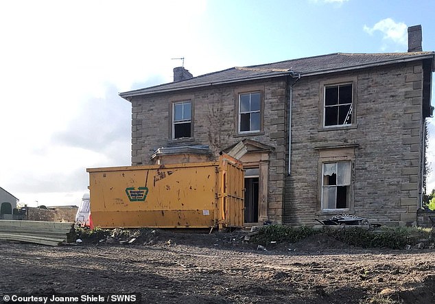 A retired couple have revealed how they transformed their once 'derelict' 140-year-old mansion into a 'party house' worth £1 million (pictured before they began restoration)