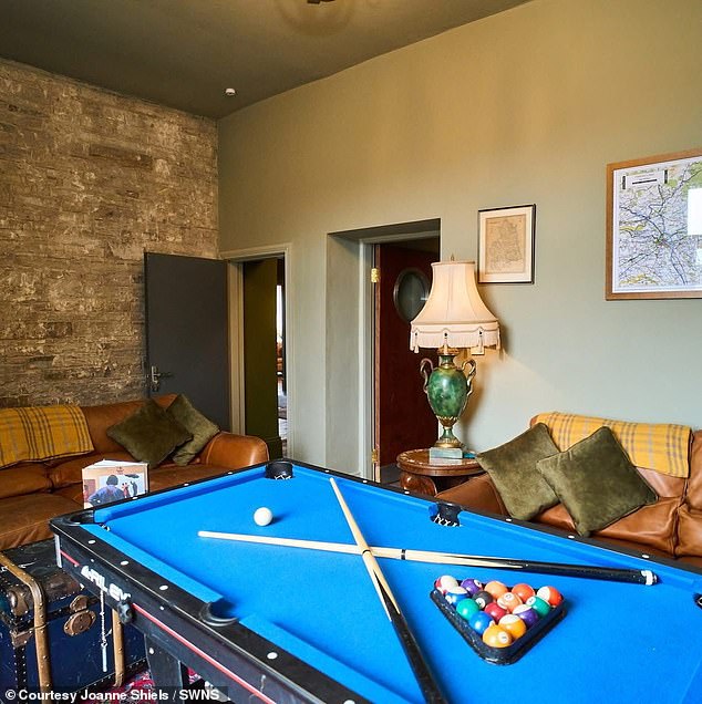 The process wasn't always smooth sailing and the two were faced with having to take care of Geoff's dad who was sadly diagnosed with cancer (pool room pictured)