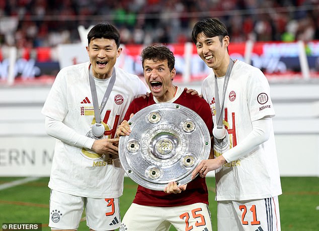 Bayern fans also said goodbye to Thomas Muller (centre) as he prepares to leave on a free
