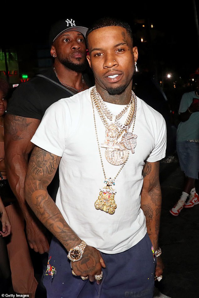 Tory Lanez was reportedly stabbed by another inmate in the yard of his prison; pictured 2021
