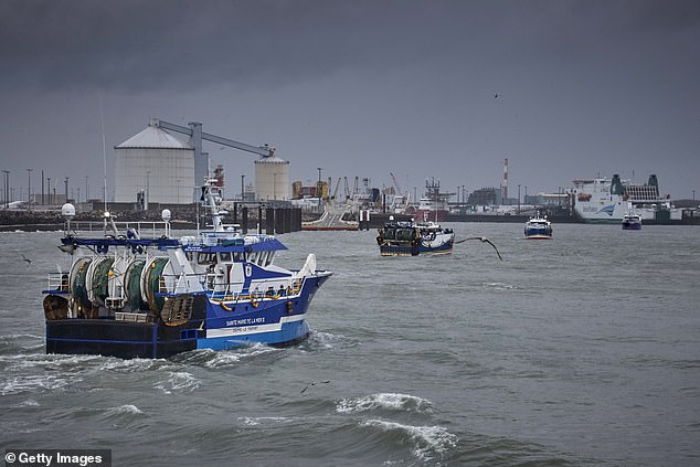 Brussels also want the deal time limited to 2030 and renewal linked to fishing rights in UK waters for continental boats, with a source telling the paper: 'We want the two to be linked ... to roll over the SPS [food] agreement in future, the UK will have to agree a new fisheries deal.'