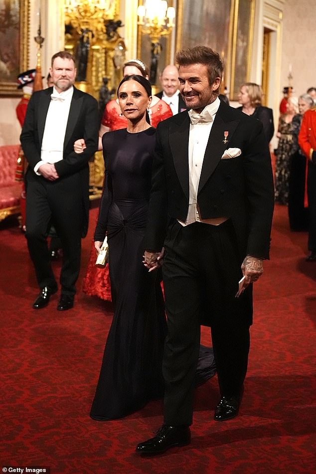 David and Victoria pictured together at a State Banquet during the Amir of Qatar's visit in December