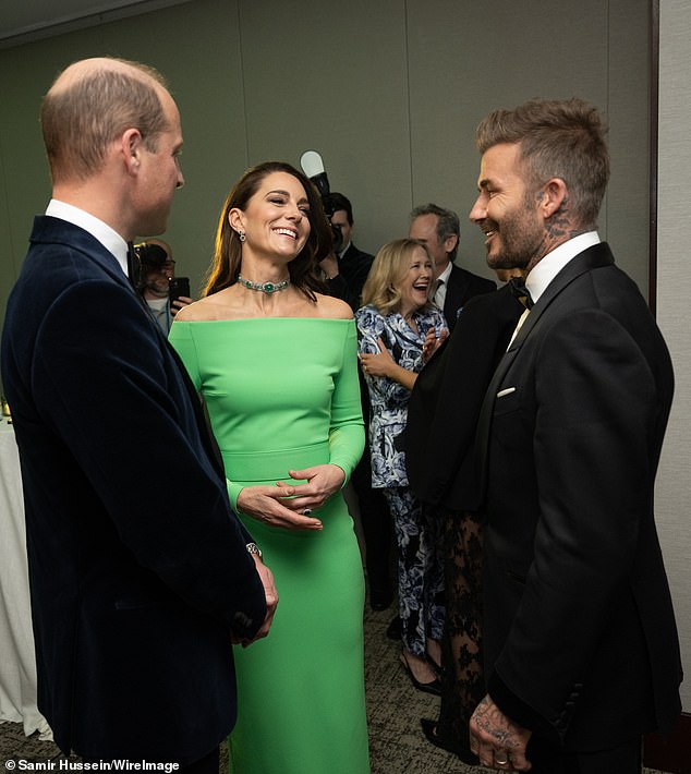 David and Victoria also attended the wedding of Prince William and Kate Middleton , in 2011, when Victoria was pregnant with Harper. David with the Waleses in 2022